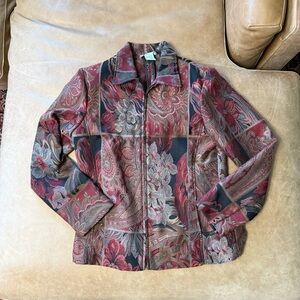 Vintage Dress Barn Tapestry Floral Zip Up Jacket Women’s Size 8